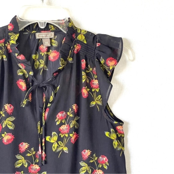 J. Crew Point Sur Floral Ruffle Cap Sleeve Blouse - Picture 5 of 9